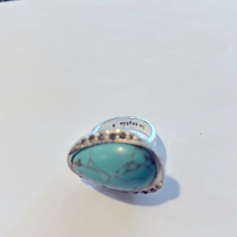 Lia Sophia Big Turquoise Silver Ring